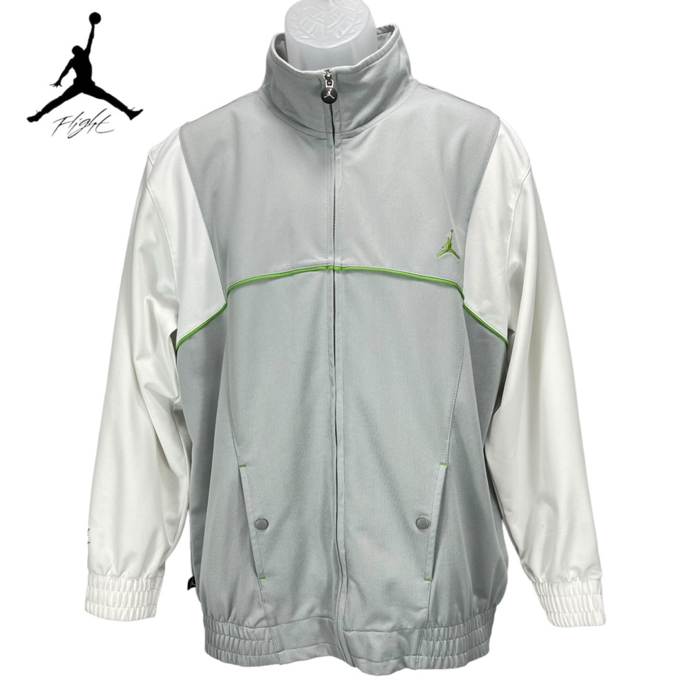 Jordan Flight Men XL Gray & White‎ Basketball Track Warmup Jacket Jumpman Logo